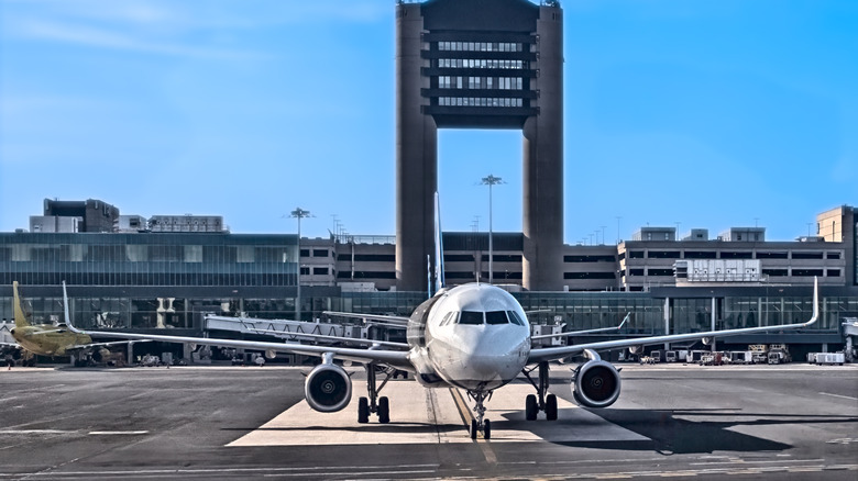 Planes waiting to take off at Logan Airport, Boston Massachusetts