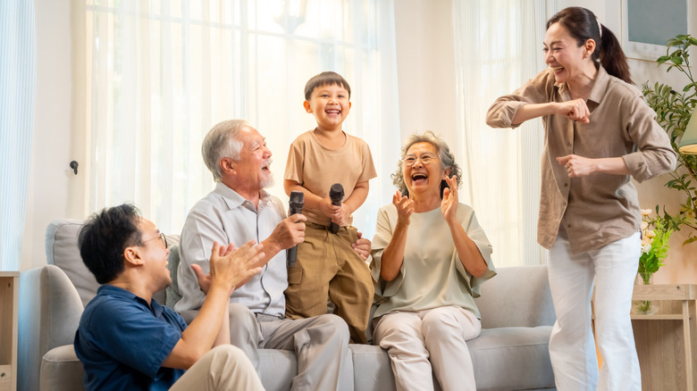 Group of happy family laughing