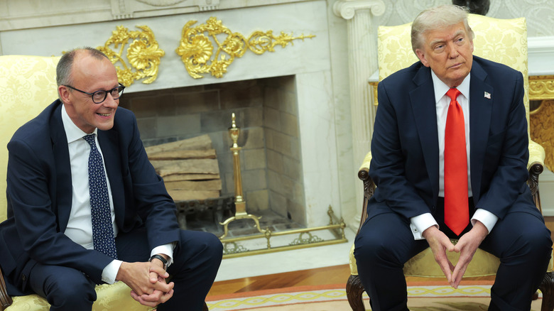Picture of President Donald Trump with German Chancellor Fredrich Merz in the White House's Oval Office