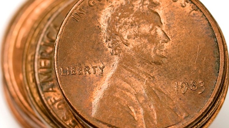 Penny coin with 1983 date