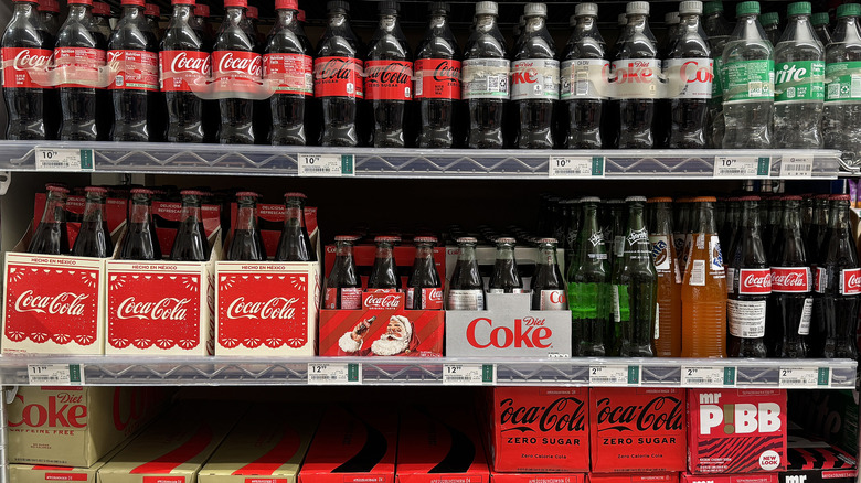Coca-Cola products on a shelf