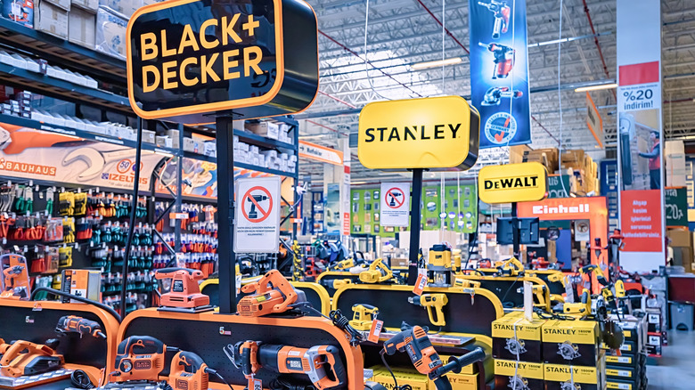 Stanley Black & Decker products in home improvement store
