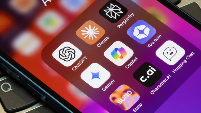 a collection of AI apps on a phone screen
