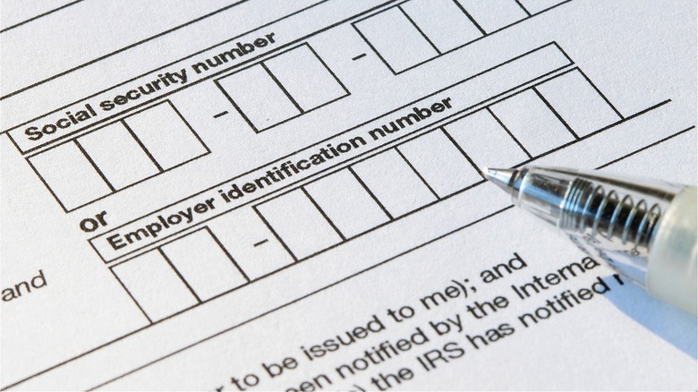 Form requesting tax ID numbers