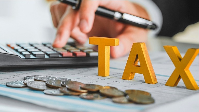 Person using calculator