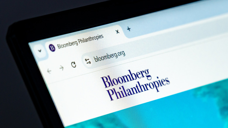 Computer looking at home page of Bloomberg Philanthropies