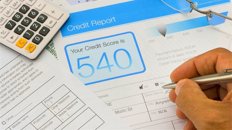 Credit report showing 540 score