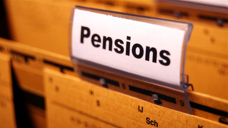 Folder tab with word "Pensions"