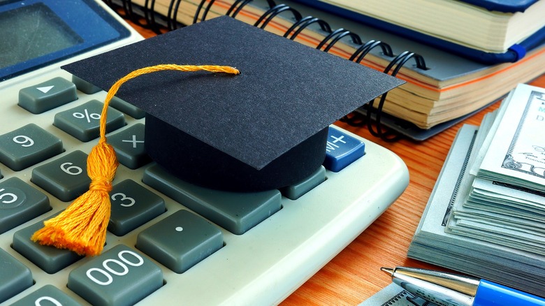 Graduation hat on calculator