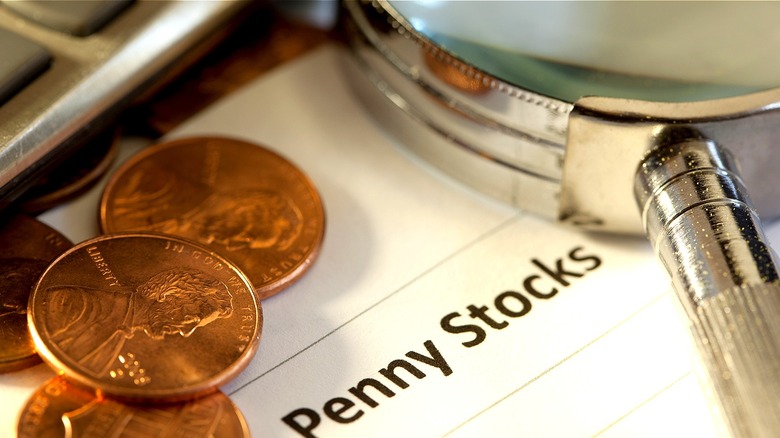 Penny stock verbiage with coins