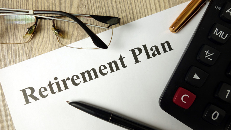 Paper with printed words "Retirement Plan.".