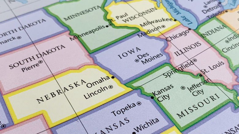 Map shows Nebraska, Missouri, and neighboring states in the Midwest region of the U.S.