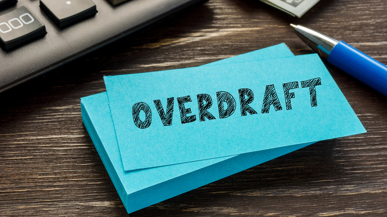 overdraft written on sticky note