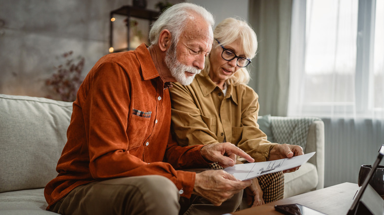 Retirees reviewing finances.