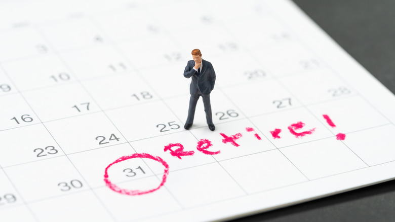 Calendar with retirement date circled