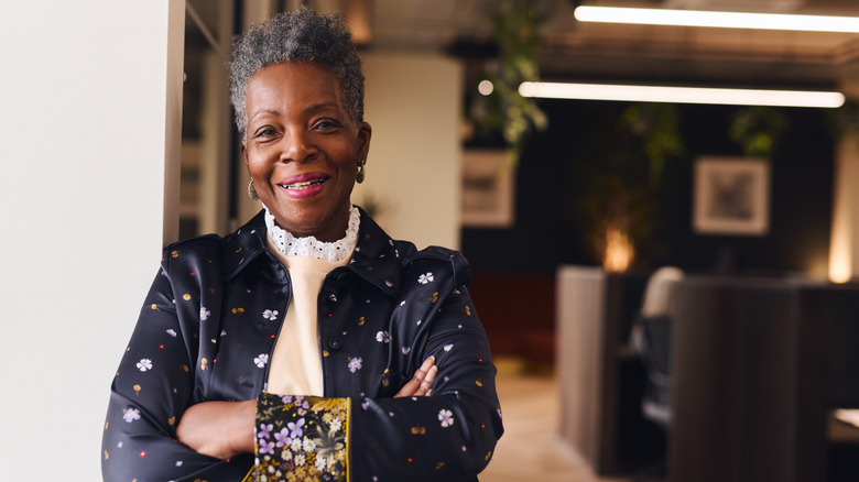 Woman in 60s looking happy