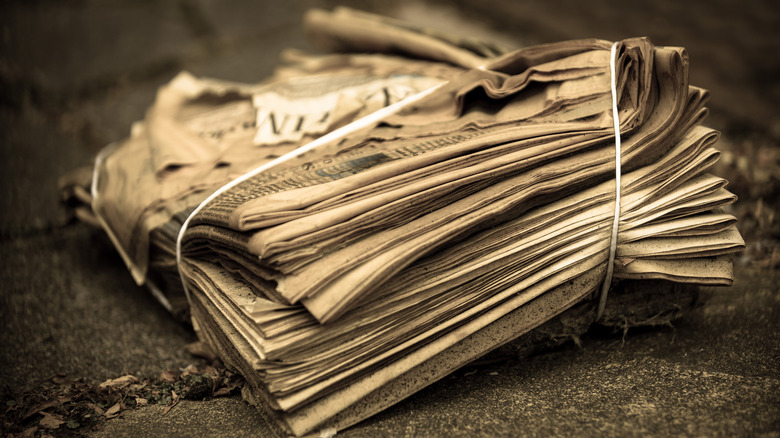 a stack of newspapers