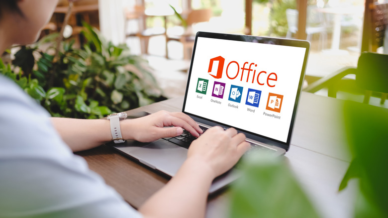 Microsoft Office screen on a laptop