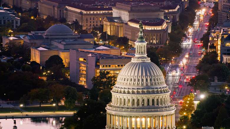 An evening shot of Washington D.C. with the Capitol and FTC in shot