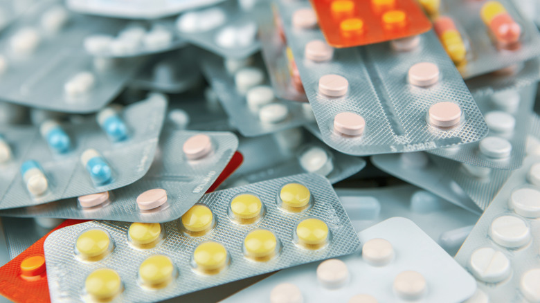 A variety of different medications in packaging