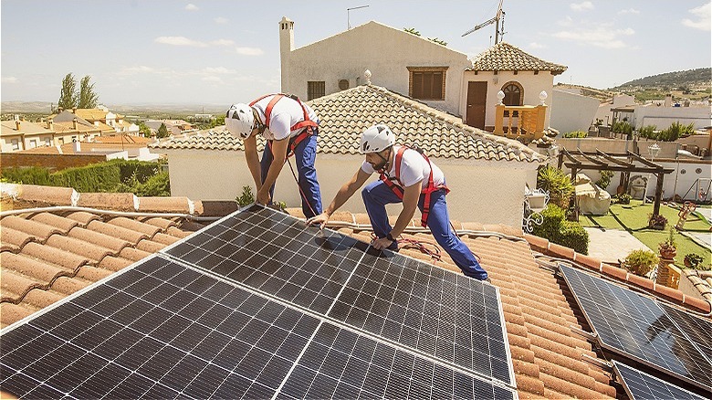 Solar panels being installed 