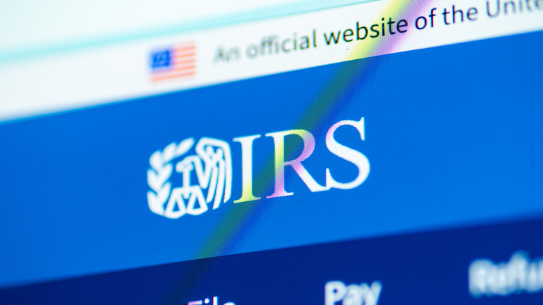 IRS (Internal Revenue Service) detail on a computer screen
