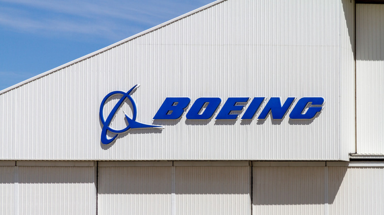Boeing logo on outside of building