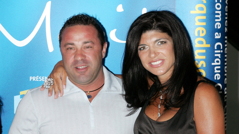 A close-up shot of Teresa and Joe Giudice