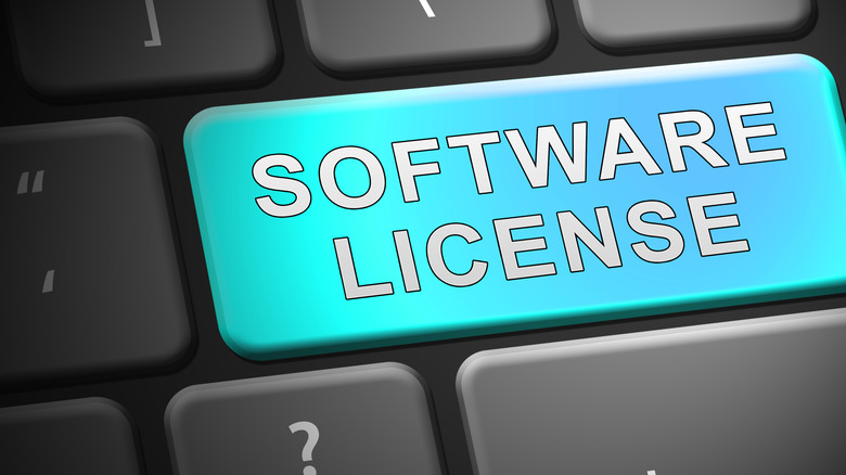 software license key on keyboard