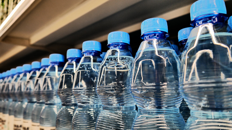 bottled water on a store shelf