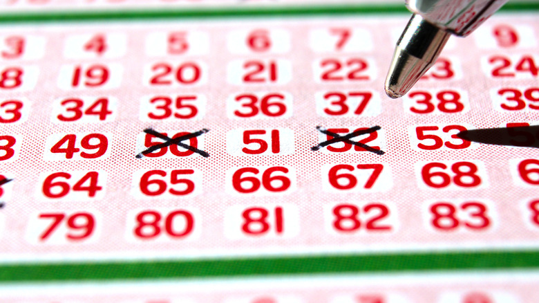 closeup of a lottery ticket