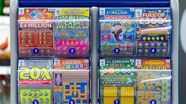 scratch cards on display