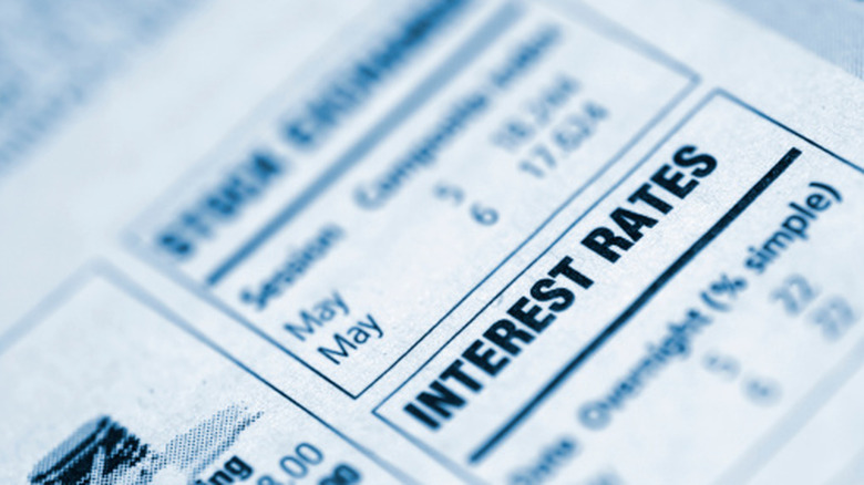 closeup of interest rates on a financial document