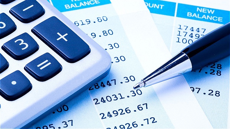 Spreadsheet of account balance totals