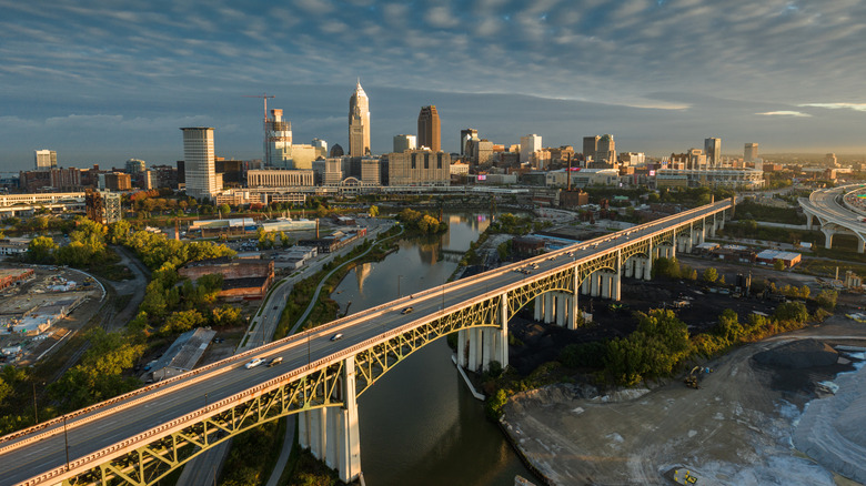 Aerial photo of downtown Cleveland, Ohio