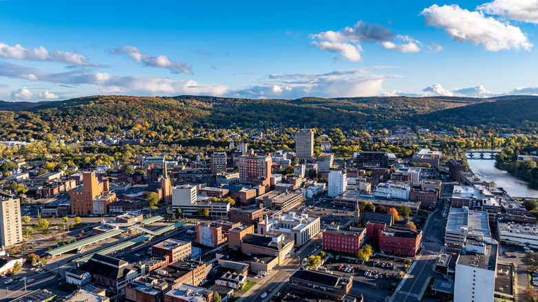 A scenic overhead view of Binghamton, New York