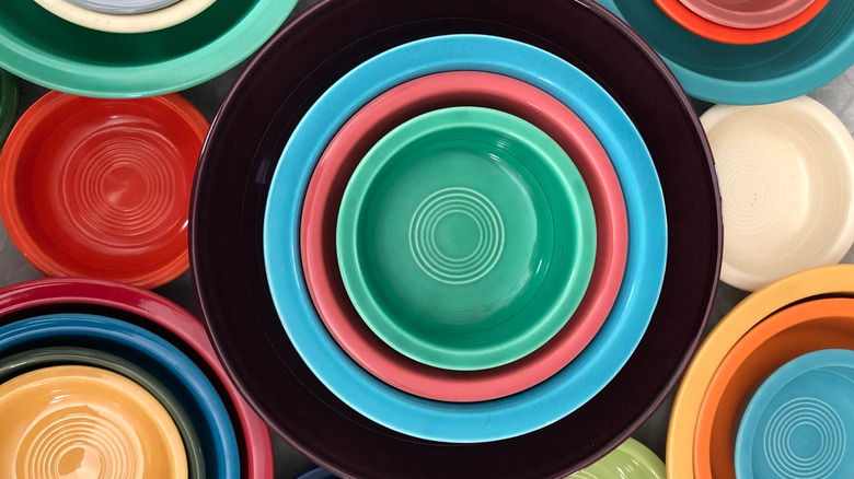 Stacks of colorful FIESTA bowls