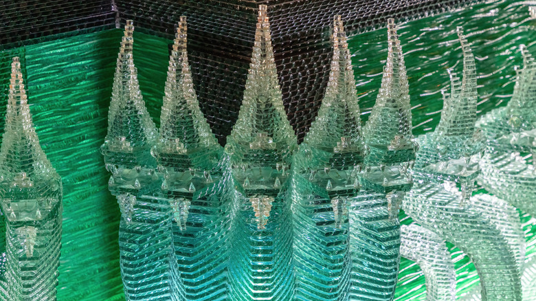 Green glass sculptures
