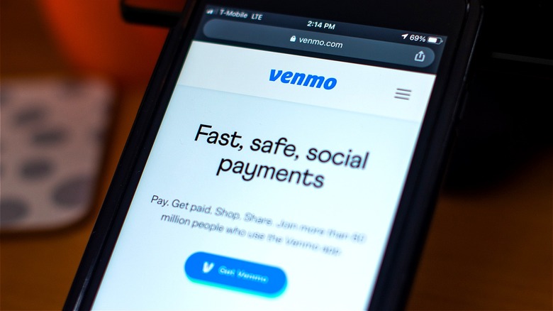 Smartphone displaying Venmo app