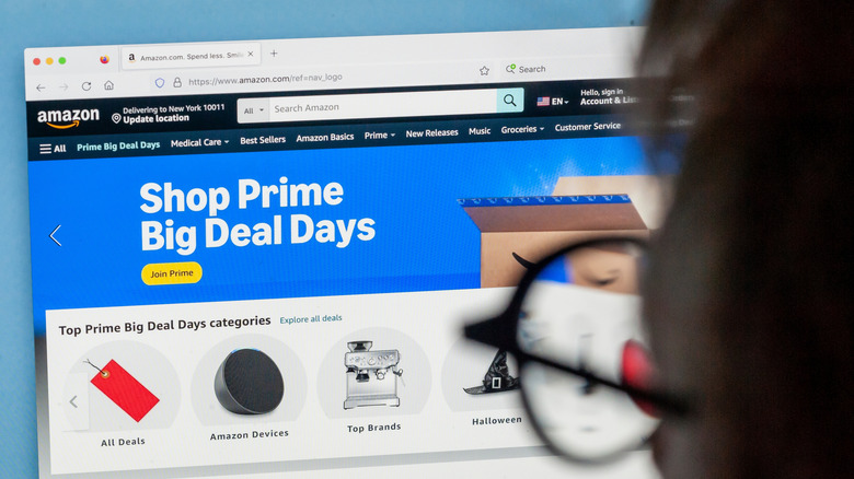 A person ;looking at the Amazon website promoting its Prime Day deals