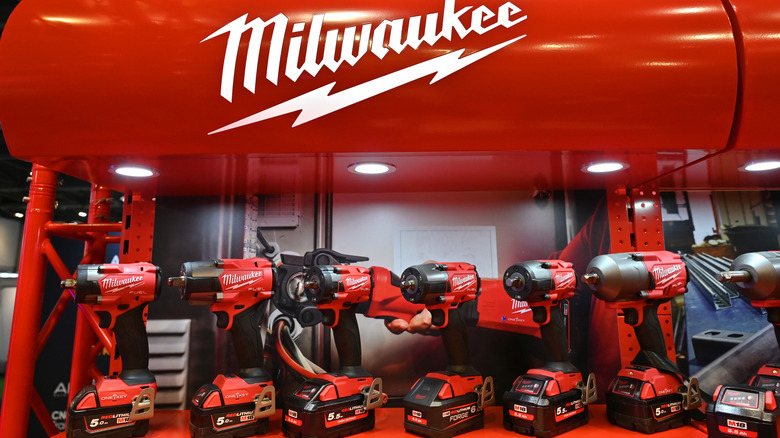 a Milwaukee power tool display