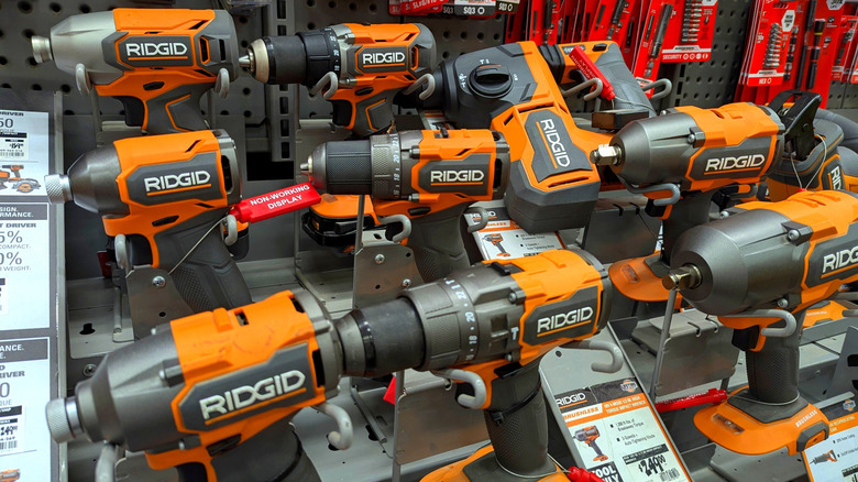 Ridgid power tools on display