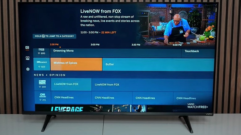 TV with channel guide on screen