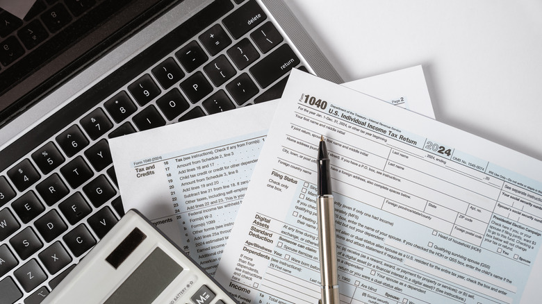 A close-up of a 1040 U.S. Individual Income Tax Return form